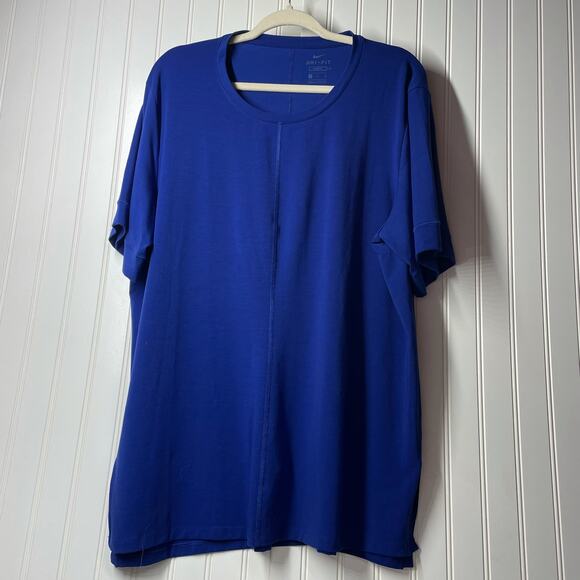 Nike Dri Fit Women’s Blue Scoop Neck Super Soft Oversized T-Shirt Size XL - Picture 1 of 9